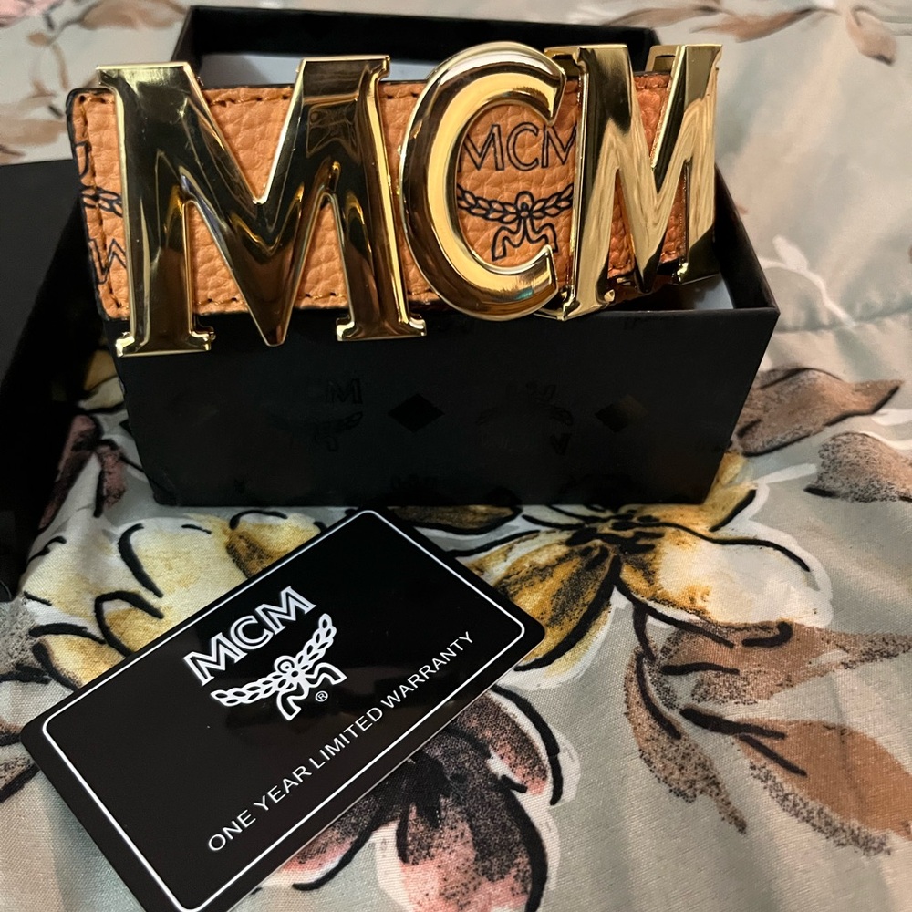 MCM Gold and Tan Belt
